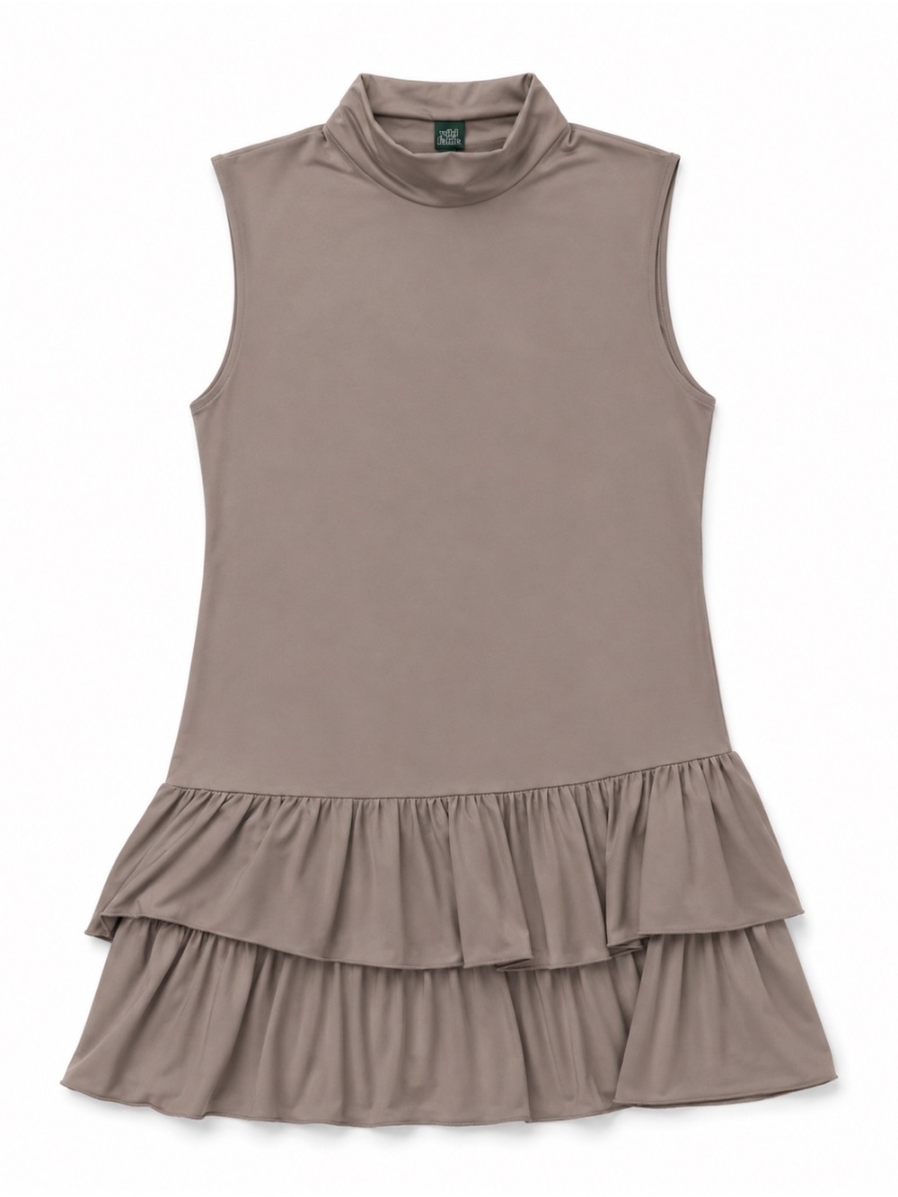 wild fable Taupe Mock Neck Ruffle-Hem Dress